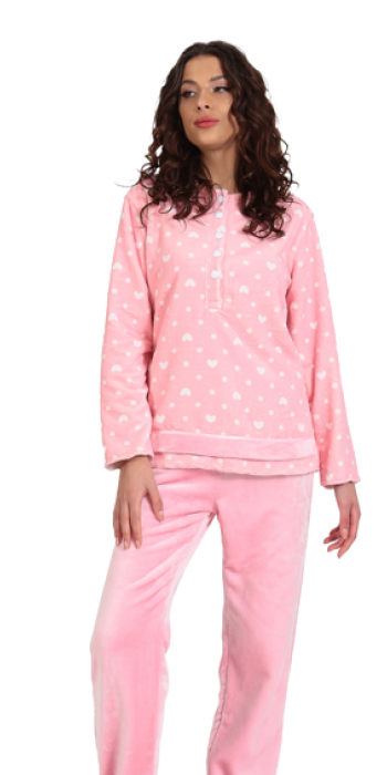 Fluffy pyjamas με καρδούλες ροζ