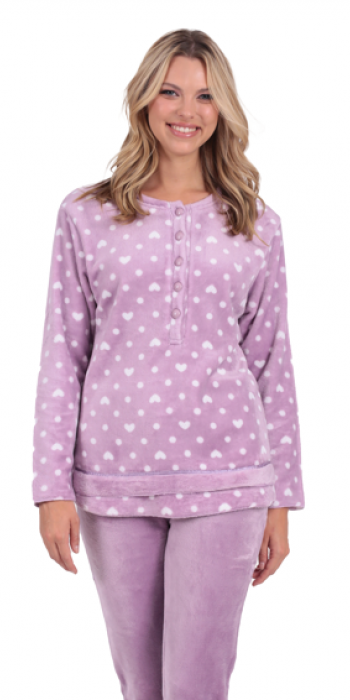 Fluffy pyjamas με καρδούλες λιλά