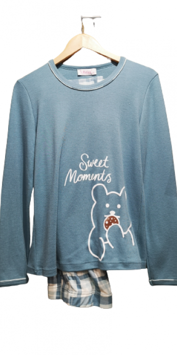 Sweet moments βαμβακερή πυτζάμα σε γαλάζιο χρώμα Sweet moments βαμβακερή πυτζάμα σε γαλάζιο χρώμα