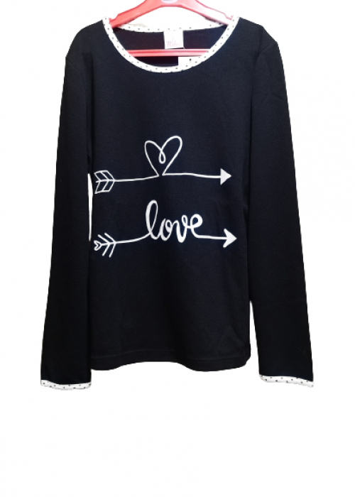 love πυτζάμα μαύρη βαμβακερή