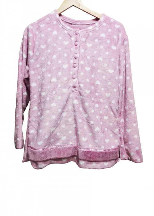 Fluffy pyjamas με καρδούλες λιλά