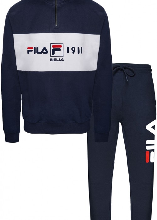 μπλε φόρμα με logo fila και φερμουάρ