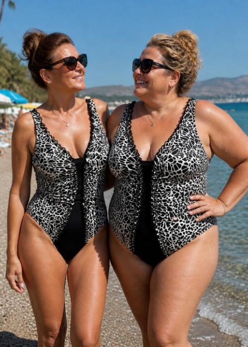 μαγιό ολόσωμο με print μαύρο