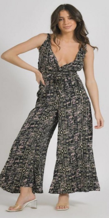 Ble Resort Collection Γυναικεία Αμάνικη Ολόσωμη Φόρμα Μαύρη