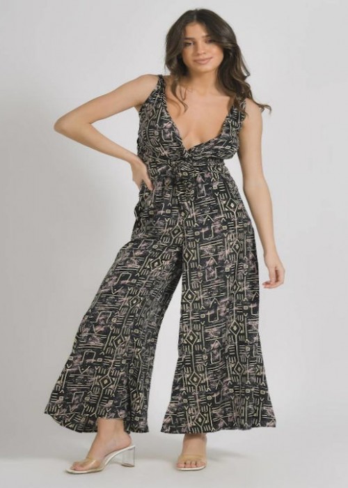 Ble Resort Collection Γυναικεία Αμάνικη Ολόσωμη Φόρμα Μαύρη