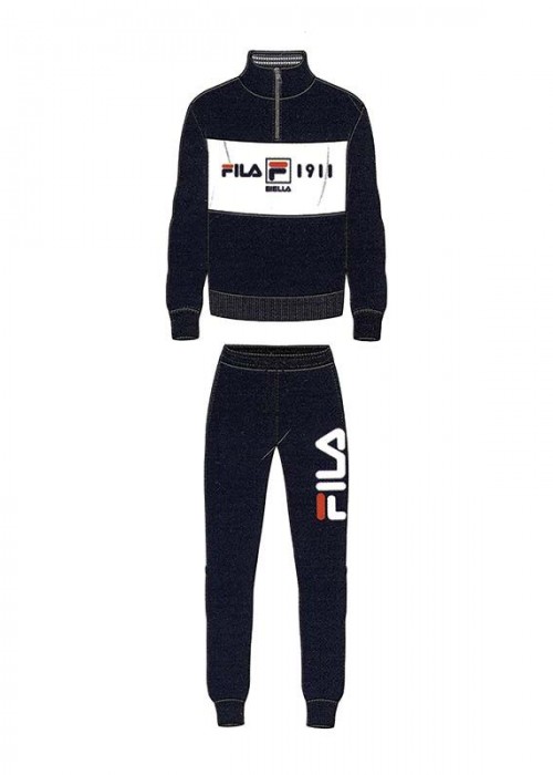 μπλε φόρμα με logo fila και φερμουάρ