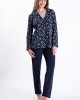 πυζάμα με γιακά και όλο κουμπί microfleece σε μπλε χρώμα
