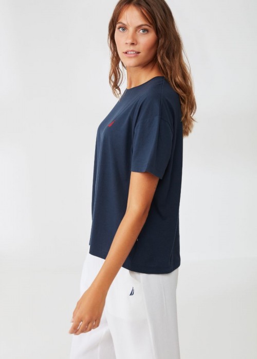Γυναικείο μπλουζάκι Navy Blue Nautica με λαιμόκοψη
