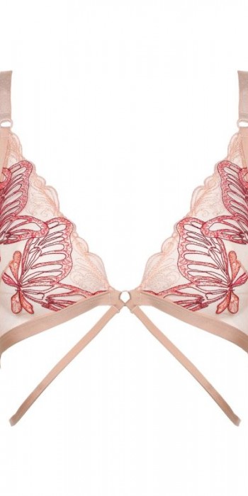 Bralette μπεζ με κόκκινη πεταλούδα από τούλι Bralette μπεζ με κόκκινη πεταλούδα από τούλι
